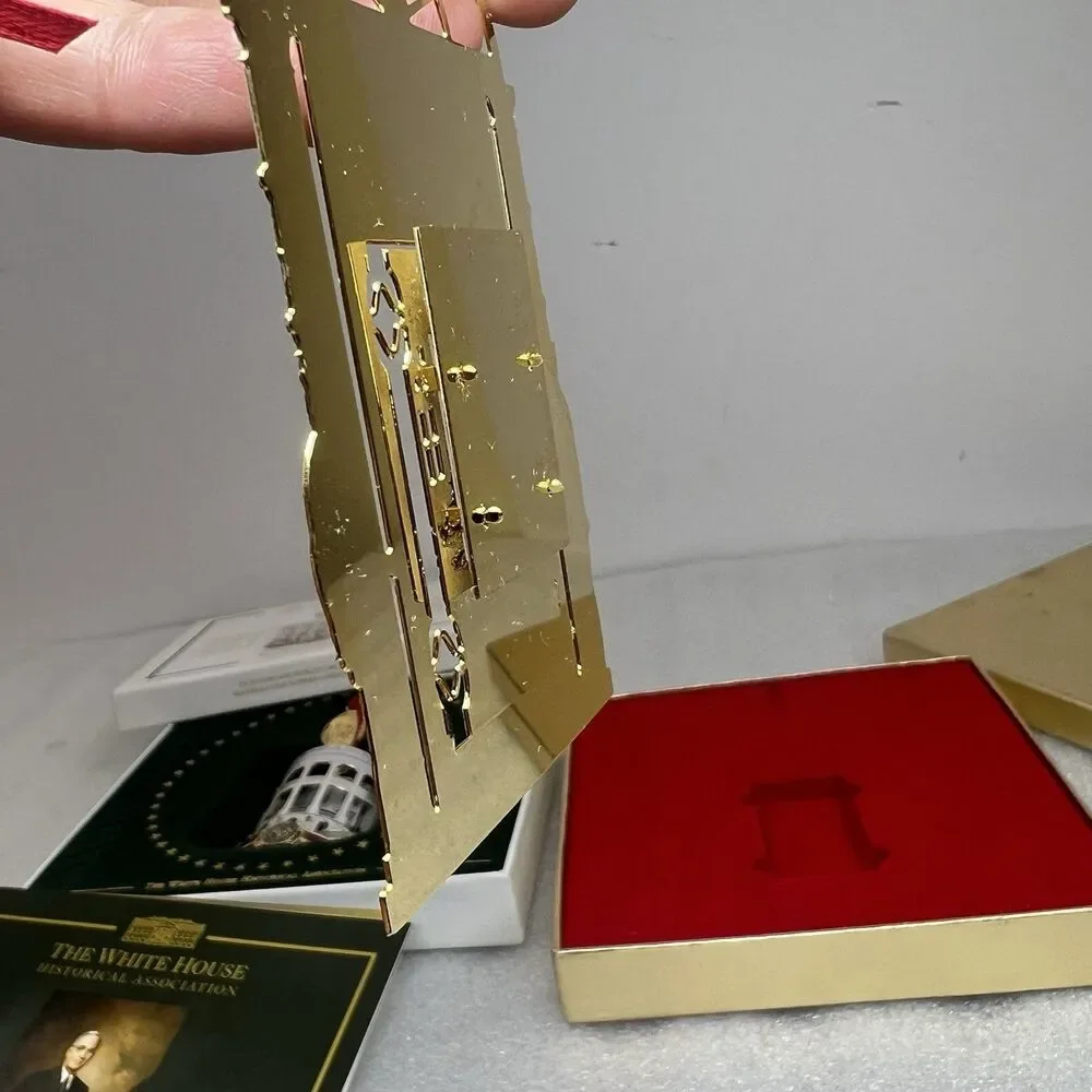 2 Metal Xmas Ornament White House President Harry S.Truman & West Wing Entrance
